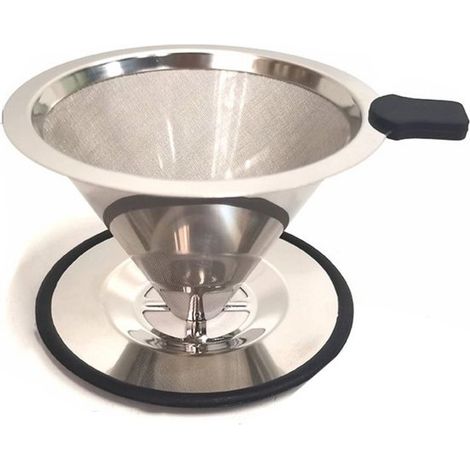 Filtro per caffè permanente, filtro per caffè a doppio strato in acciaio inox 304, imbuto filtrante riutilizzabile, filtro per caffè conico, ecologico, Lan (1/5)