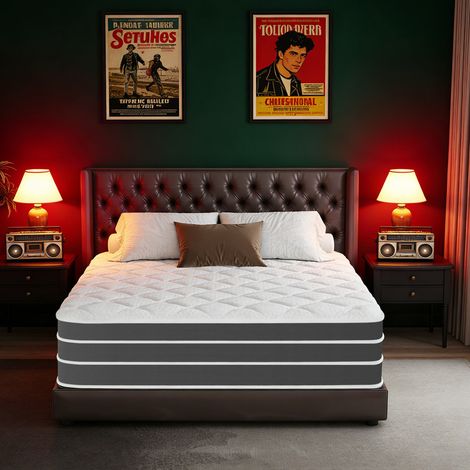 Matelas 140x190 cm - Anti-acariens - 7 Zones - Ressorts ensachés - Mémoire de forme - Coton de fibre aérobie - Ép 25cm
