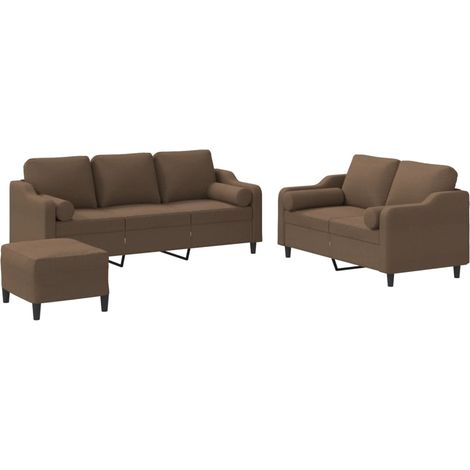 Maison Exclusive - Set di Divani 3 pz con Cuscini Marrone in Tessuto (1/5)