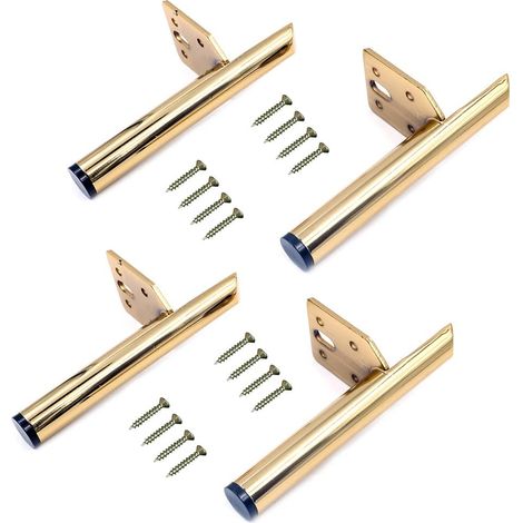 Set of 4 Iron Furniture Legs, 13cm, Metal Table Legs, Furniture Support Legs, Modern, Come with 20 Screws, for Sofa, Coffee Table, TV Cabinet, Bed and Other Furniture (Gold) (1/5)