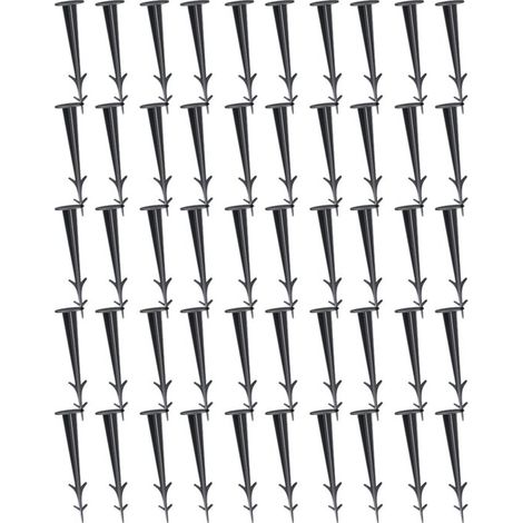 Anclaje para suelo - Inserto para suelo de jardín - Resistente a los rayos UV - 12 cm - Plástico - Negro - 50 unidades (1/5)
