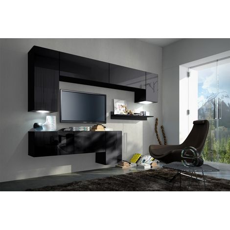 Ensemble meuble TV CONCEPT 5-HG-B-5-2B noir brillant 157 cm (1/2)