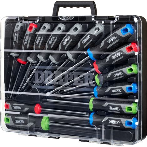 Draper SET 7 - 14-Piece Soft Grip Screwdriver Set with Draper TX-STAR® (Regular Size)