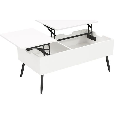 Mesa de centro elevable con almacenamiento oculto 100 x 50 cm blanca (1/5)