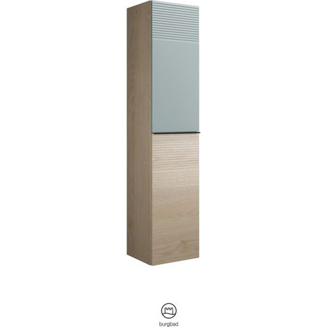 burgbad Fiumo Hochschrank 35 x 32 x 160 cm, 2 Türen, Anschlag links, mit Griff G0223, mit Plissée-Struktur oben und unten