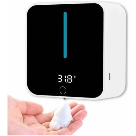 Distributeur Savon Automatique Mural, Distributeur Savon Écran LCD Affichant la Température Ambiante et la Vitesse, Peut être Nettoyé avec Un Seul Bouton 400ML, Mousse Seulement (1/5)