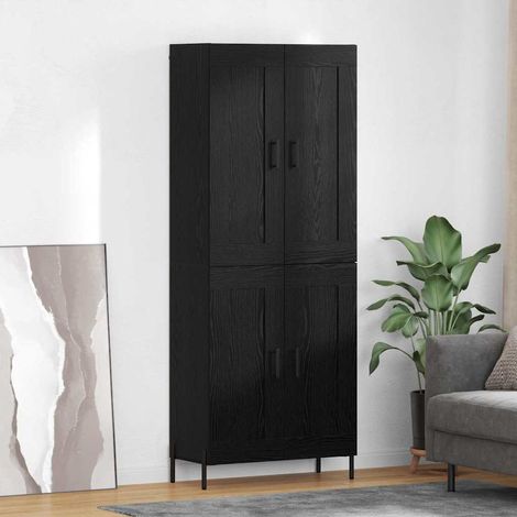 Highboard 2 Stück Schwarz Eichen-Optik Holzwerkstoff