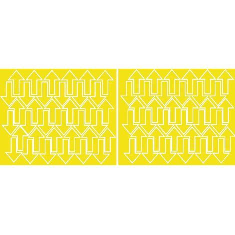 Adesivi a forma di freccia 5x3 cm, 72 pezzi, gialli opachi.