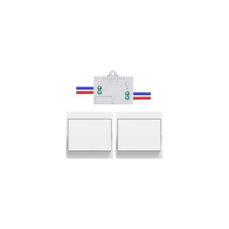 Funk-EU-Schalter, batterielos, 2er-Pack, selbstversorgendes Funk-Zweiwege-Schalter-Set, batterieloser Funk-Fernbedienungsschalter für die Heimbeleuchtung (EU 1 Position 2V 1 - Crezuo) (1/4)