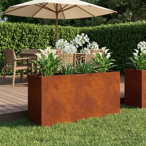 vidaXL Cache-pot de jardin Rouillé 100 x 30 x 40 cm Acier patiné (1/5)