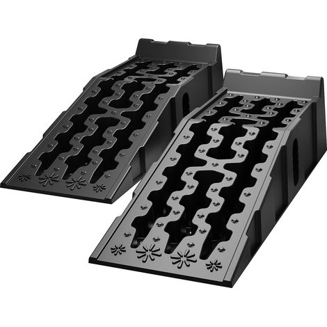 Wiltec Auffahrrampe für Pkw 2er Set bis 5 t Traglast, robuste Autorampen aus PP, Unterlegkeile 90,5 x 30 x 21,5 cm, Auffahrkeile mit rutschsicherem Boden, ideal für Wartungsarbeiten