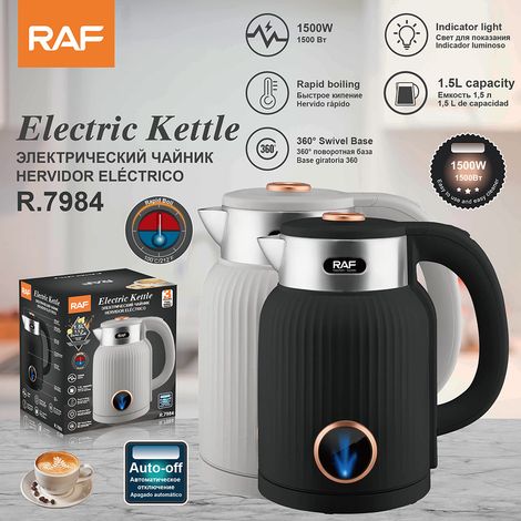 Bouilloire électrique 1,6 L anti-ébullition à sec, en acier inoxydable à double paroi, conforme aux normes européennes. (1/5)