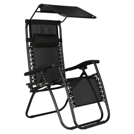 SPRINGOS Sedia sdraio con poggiapiedi Sedia sdraio con tettuccio parasole 110 x 80 x 67 cm Sedia da spiaggia a schienale alto con braccioli Cuscino per il collo porta bevande laterale Borsa da appende