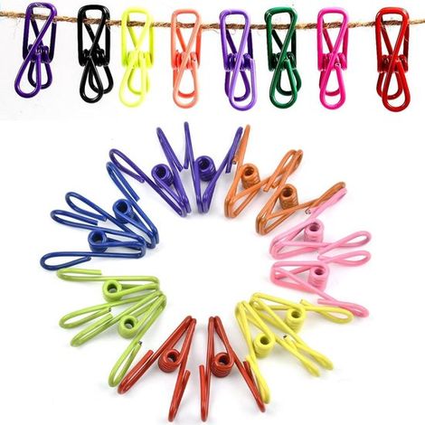 Clips pour sacs alimentaires en acier et revêtement PVC, clips d'étanchéité - Couleur aléatoire - Clips pour sacs de congélation réutilisables (1/5)