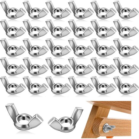 Écrou Papillon M6, 30 PCS Écrou Papillon Acier Inoxydable 304 INOX Écrous à Oreilles et à Ailettes pour Bricolage et Visserie (1/5)