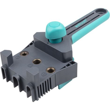wolfcraft 4640000 - Guida alla perforazione del legno - Modello per la giunzione del legno - Per tasselli da 6, 8 e 10 mm, per pannelli con uno spessore di 12-30 mm (1/4)