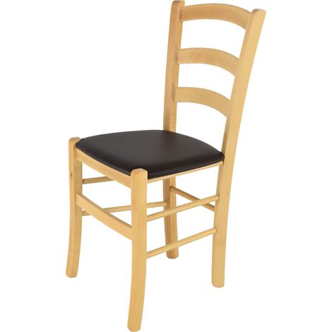 Tommychairs Silla Venice en haya color natural, asiento polipiel moka (1/5)