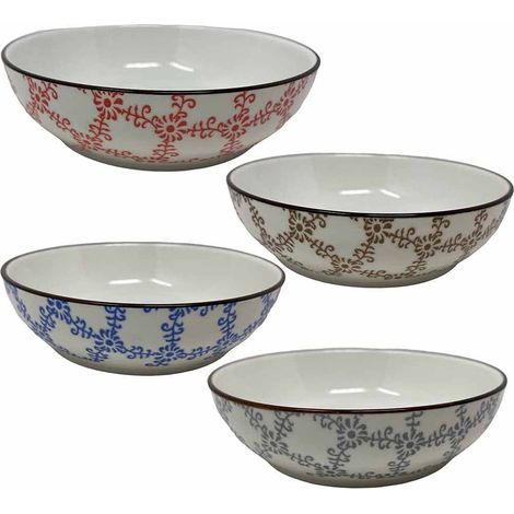 Set 4 ciotole colorate con decorazioni floreale in ceramica per aperitivi snack ciotoline per salse finger food (1/5)