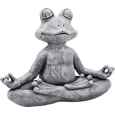 Decorative Yoga Meditation Statue, Frog Shape, 13/6/12cm, Creative, Resin Material, Gray