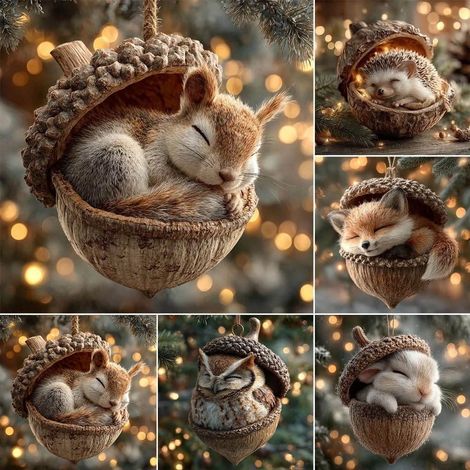 Guirlande Animale - Décor de Noël pour Arbre et Intérieur - Lot de 5 Ornements Suspendus en Bois et Métal - Idéal pour Fête Familiale (1/5)