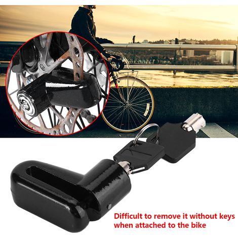 Antivol de vélo en métal pour freins à disque, avec cadre en plastique et clés, noir. (1/5)