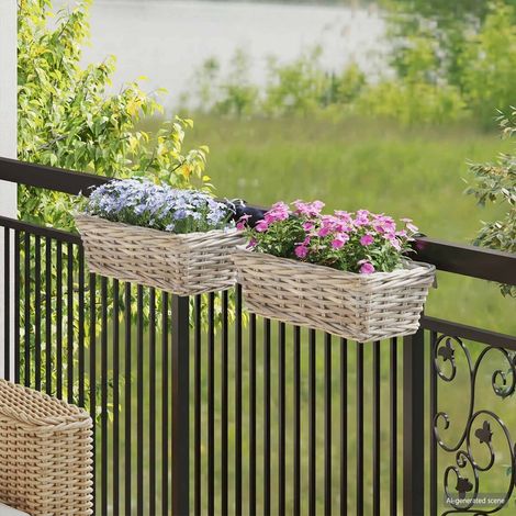 vidaXL Cestino Appendibile per Piante 2 pcs Grigio 48 x 22 x 15 (1/5)