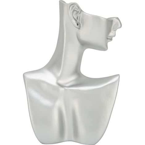 Mannequin de bijoux en résine argentée brillant, support multifonction pour boucles d'oreilles et colliers, décoration d'intérieur (1/5)