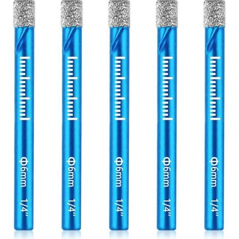 Foret carrelage 6mm diamant brasé sous vide, 5 pièces, scie cloche forage rapide pour carrelage (1/5)