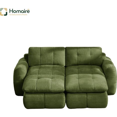 Canapé modulable en chenille vert avec accoudoirs 194 x 160 x 68 cm HOMAIRE (1/5)
