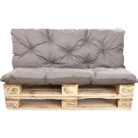 Setgarden – Coussins palette 120x60 cm – Assise et dossier 10 cm épaisseur – Housse 100% polyester imperméable – Fixation stable avec 6 attaches