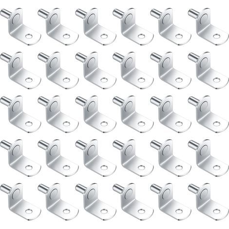 60 Stk Regalbodenträgern, L-förmige Regalhalterungen Metall, 5 mm vernickelte Regalstifte, Regalstütze Regalbrett Halterung für Schrank, Bücherregalstütze (1/5)