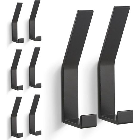 6 Pcs Coat Hooks, Wall Mounted Coat Rack (Invisible Screws), Modern Coat Hook for Jackets, Coats, Clothes, Scarves, Handbags and More (Black) (1/5)