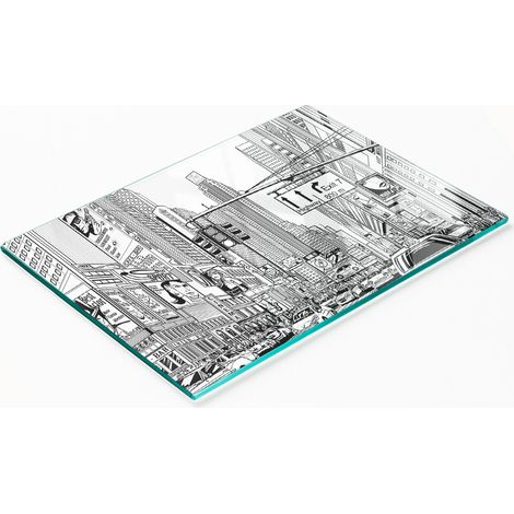 Dekoratives Schneide- und Servierbrett aus Glas, Motiv: Straßen von New York, 80 x 52 cm (1/5)