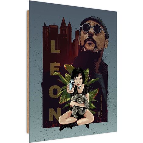 Tableau bois Léon silhouette de ville - 50 x 70 cm (1/5)