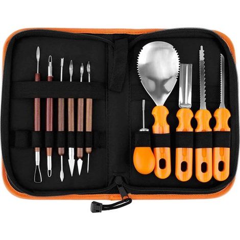 Halloween-Kürbisschnitzset 11-teiliges professionelles Kürbisschnitzwerkzeug aus Edelstahl für einfaches Halloween-Kürbisschnitzen inklusive (1/5)