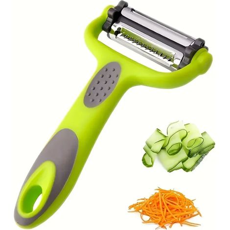 Dieser 3-in-1-Rotationsschäler eignet sich zum Reiben von Obst, Gemüse, Kohl, Salaten, Karotten, Kartoffeln und anderen Zutaten. Er ist ein multifunktionales Küchengerät, das sowohl zum Reiben als auc
