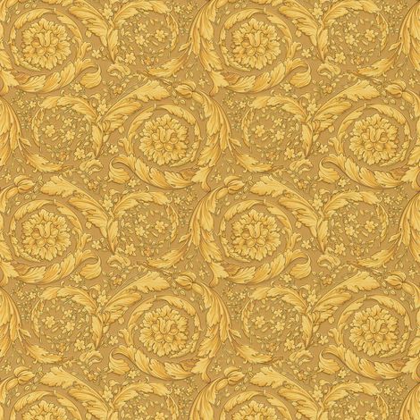 Carta da parati di lusso Profhome 935833 Carta da parati TNT strutturata con ornamenti floreali lucida oro 7,035 m2