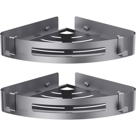 set de 2(Gris), Étagères de douche en acier inoxydable, étagères de placement triangulaires, secteurs, accessoires de salle de bains, convient pour la cuisine, salle de bains (1/5)