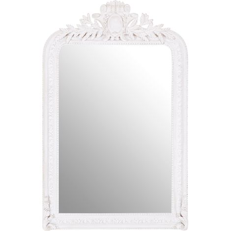 Premier Housewares Stone Grey Frame Wall Mirror Intricate Floral Border For Bedroom / Hallway / Living Room  Luxurious w80 x d9.5 x h125cm (1/5)