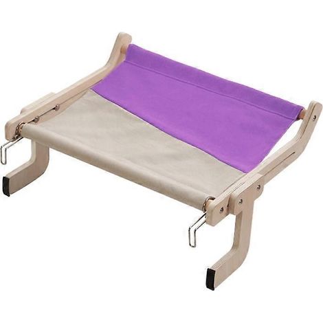 Katzenliegeplatz für Katzen, Grau und Lila, mit Ablage, Sicherheitsbett, platzsparend, vom Menschen geführter, am Bett befestigter Liegeplatz zum Ausruhen – Upgrade-Set, Grau und Lila