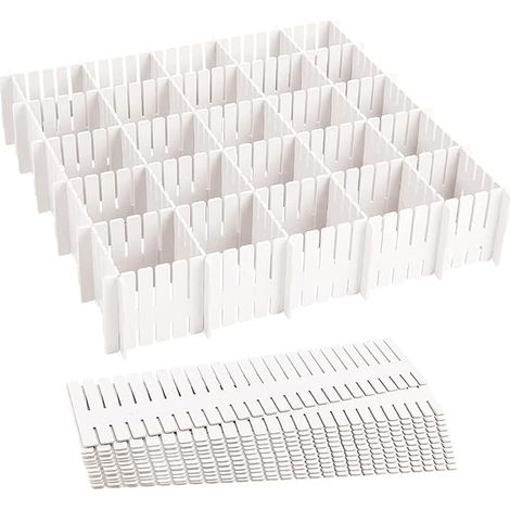 Séparateurs de Tiroir, Organisateur de Tiroir Réglables, Grille Diviseur de tiroir en Plastique pour sous-Vêtements, Chaussettes, Maquillage, Fournitures de Bureau, bain, cuisine (32cm) (1/5)