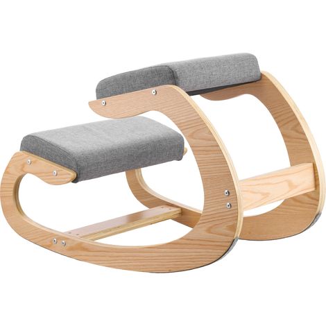 Mophorn Sedia ergonomica a ginocchio con capacità di carico fino a 120 kg, dotata di cuscino in schiuma e struttura in legno. per studio, meditazione e uso domestico o in ufficio, colore grigio (1/5)