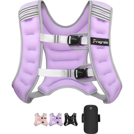 Gilet Lesté, Veste Lestée de 6 kg/8 kg/10 kg/12 kg/16 kg pour Femmes, Pochette Amovible pour Téléphone, Idéal pour la Marche, la Musculation, L'entraînement et Le Cardio (1/5)