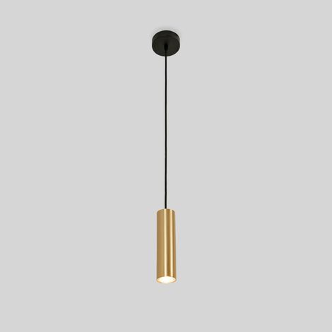 Barcelona Led – Suspension tube minimaliste Bila – GU10 – Aluminium laiton – Câble réglable 1200mm – Compatible ampoules jusqu'à 40W