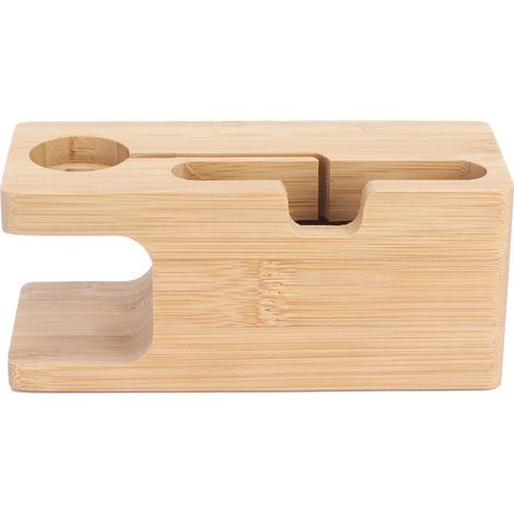 Support mural en bambou pour smartphone, montre et chargeur, rangement pour salon et chambre (1/5)