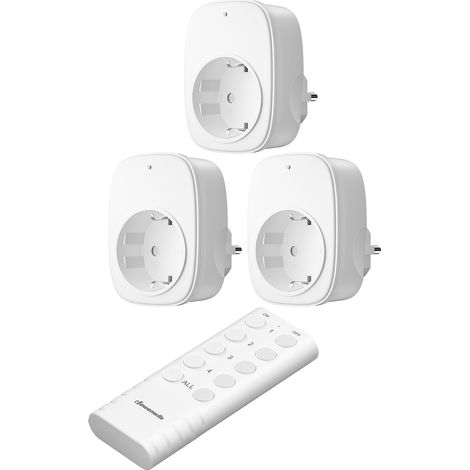 DEWENWILS Funksteckdosen 3er-Set mit Fernbedienung Plug & Play 3680W Weiß (1/5)