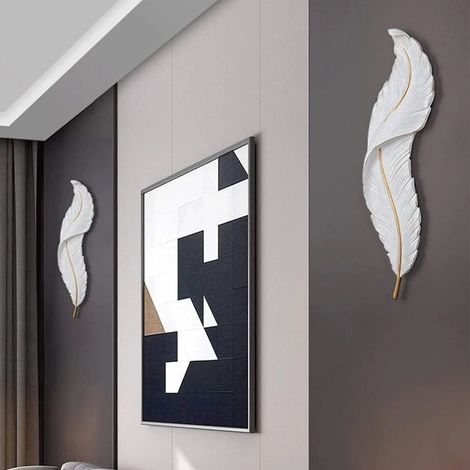 TrAdE Shop Traesio - Applique Led Lampada Muro 12w Cct 3 Tonalità Luce Design Piuma Bianca Oro Resina Aq24-b3c - (1/5)