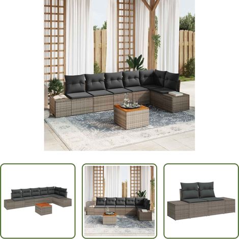 Gartenmöbel - Gartensofa-set mit Speicher 7 pcs Grau Poly-Rattan (1/5)