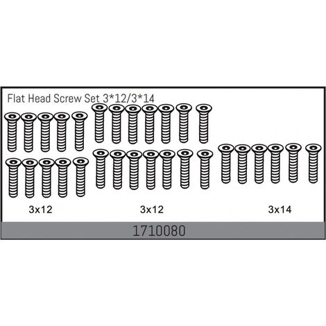 Flat Head Screw Set 3x12/3x14