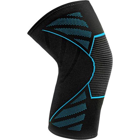 Rodillera unisex de compresión, ideal para practicar deportes, correr, hacer sentadillas y fitness. Es elástica y cómoda, de talla mediana, color azul y talla L. (1/5)